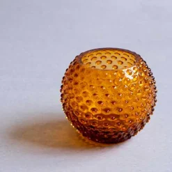 Hobnail vase 18 cm amber