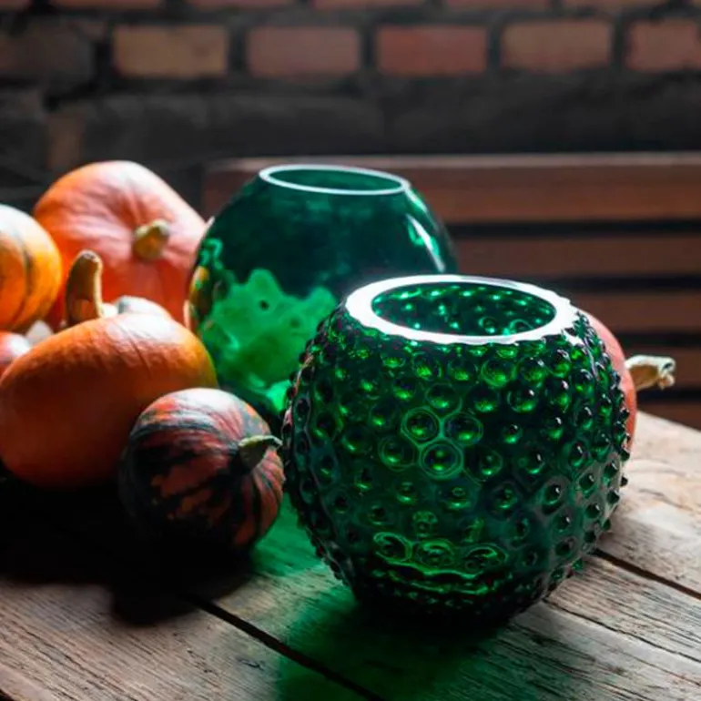 Hobnail vase 25 cm dark green