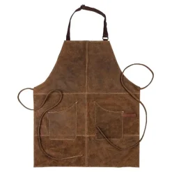 Home forkle i vintage skinn brun