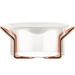 Hot pot glasskål m/stativ og silikonlokk 1L kobber