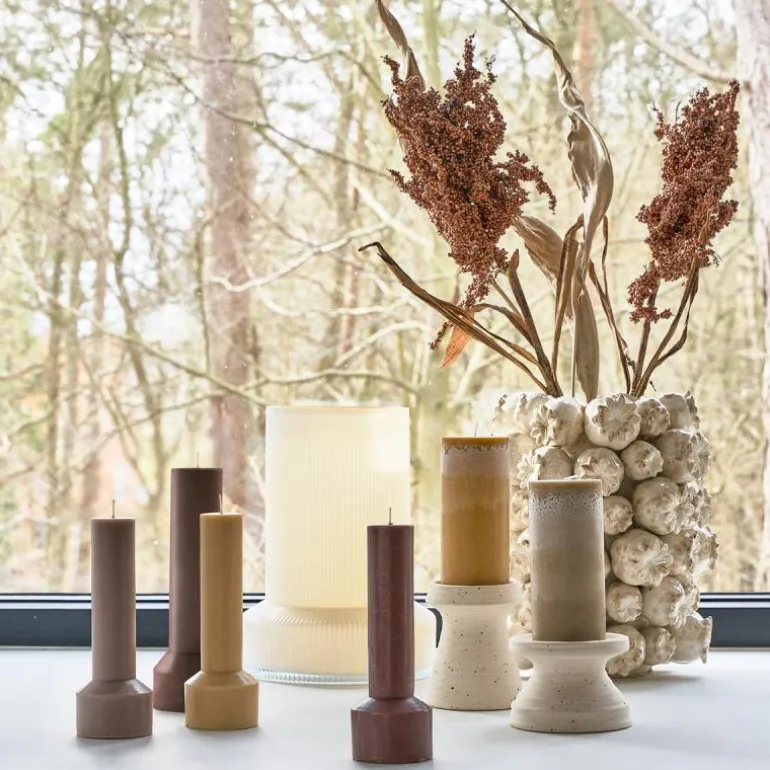 Hvils kubbelys 7x20 cm parafin/stearin brown