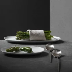 Hvit Riflet asjett 23,5 cm