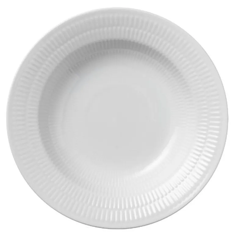 Hvit Riflet dyp tallerken 21 cm