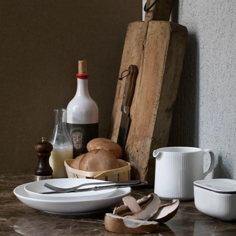 Hvit Riflet dyp tallerken 20 cm