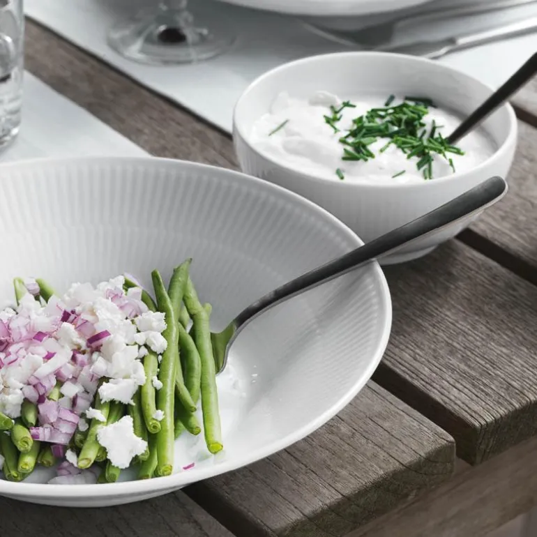 Hvit Riflet dyp tallerken 24 cm