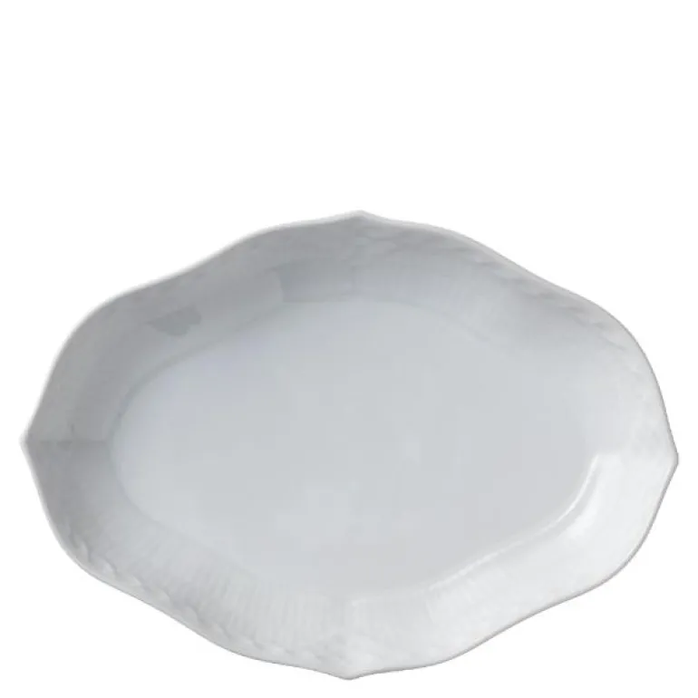 Hvit Riflet Halvblonde asjett 22 cm