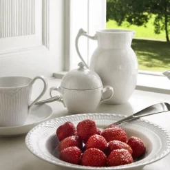 Hvit Riflet Halvblonde dyp tallerken 21 cm