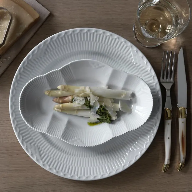 Hvit Riflet Halvblonde tallerken 27 cm