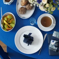 Hvit Riflet Halvblonde tallerken 25 cm