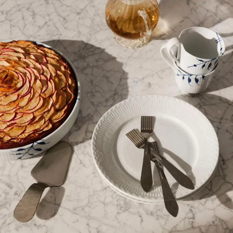 Hvit Riflet Halvblonde tallerken 19 cm