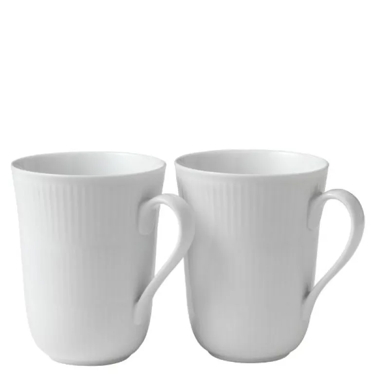 Hvit Riflet krus 36 cl 2 stk