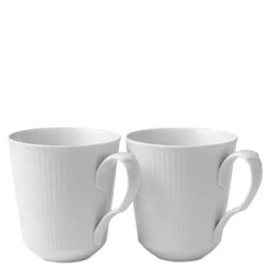 Hvit Riflet krus 38 cl 2 stk