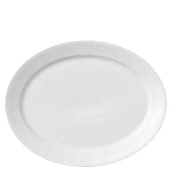 Hvit Riflet oval tallerken 35 cm