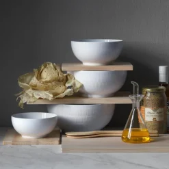 Hvit Riflet skål 18 cm