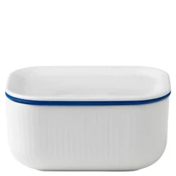 Hvit Riflet smørskål m/lokk