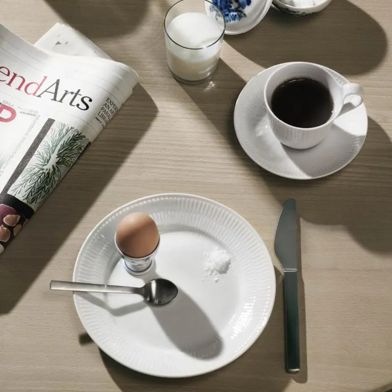 Hvit Riflet tallerken 22 cm