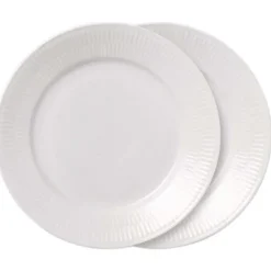 Hvit Riflet tallerken 2x22 cm