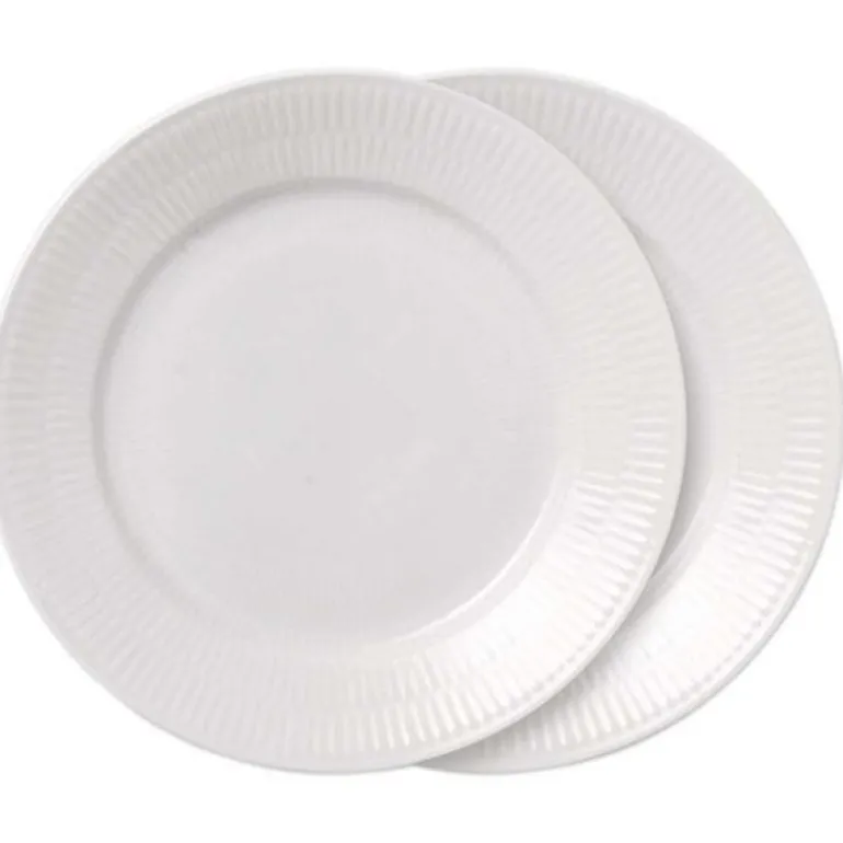 Hvit Riflet tallerken 2x22 cm