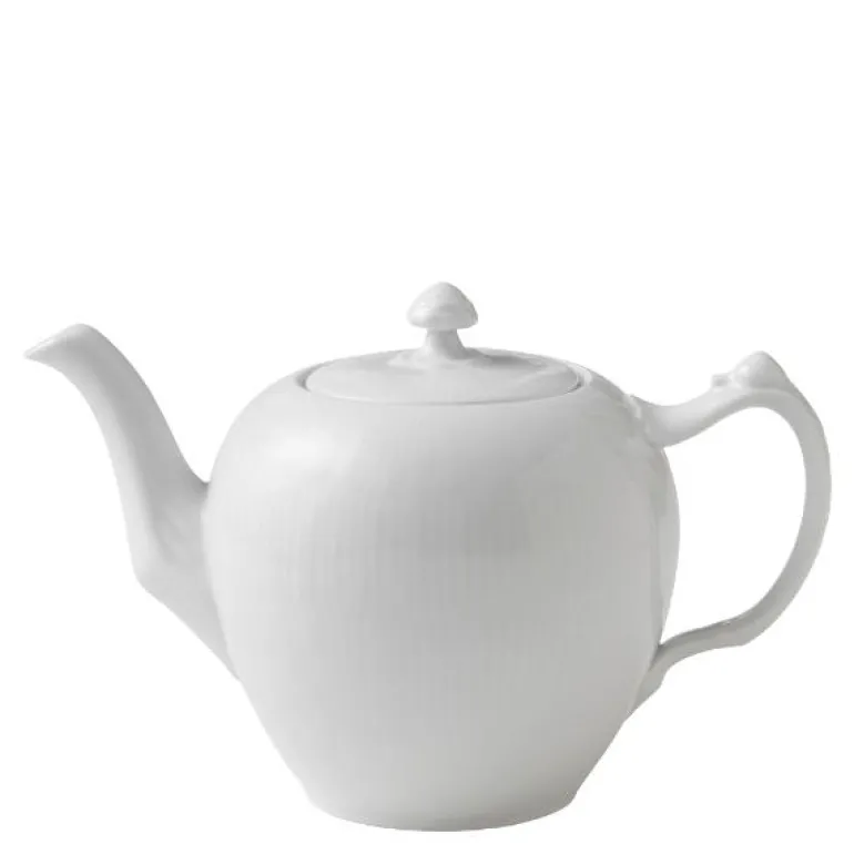 Hvit Riflet tekanne m/lokk 1L