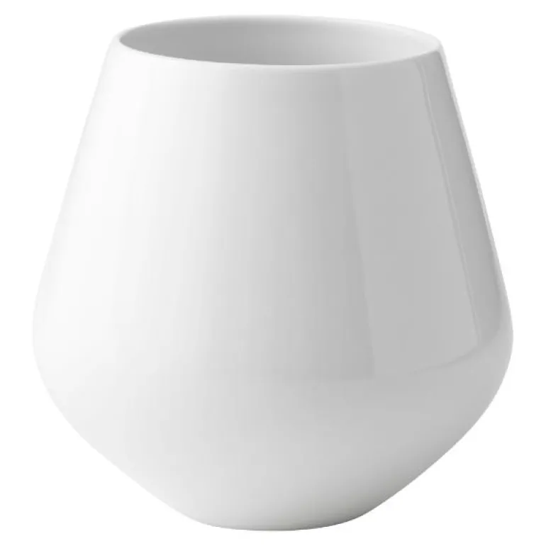 Hvit Riflet vase 20,5 cm