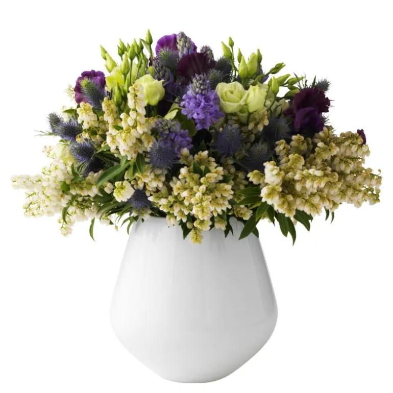 Hvit Riflet vase 20,5 cm