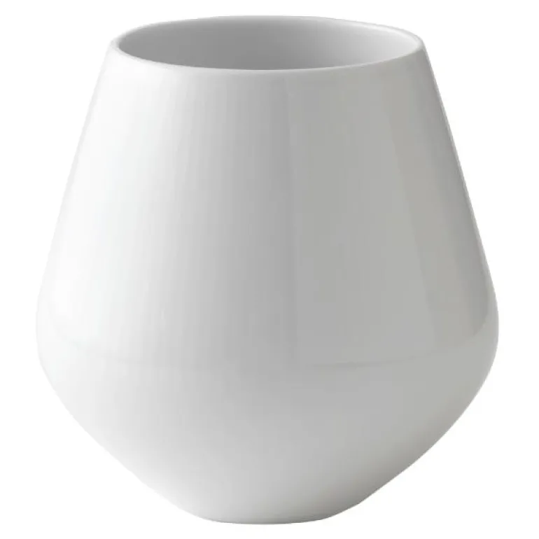 Hvit Riflet vase 15 cm