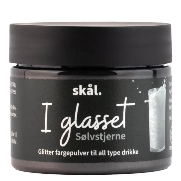 I glasset glitterfarge sølvstjerne