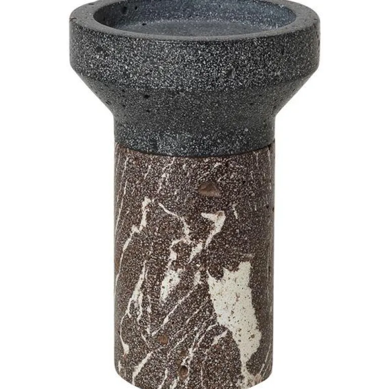 Idun lysestake 15 cm brown/grey