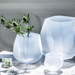 Iglo lykt/vase 22 cm frostet hvit