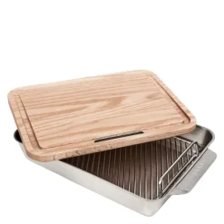 Ildfast form medium 38x25 cm med skjærefjøl stål/eik