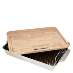 Ildfast form stor 44x30 cm med skjærefjøl stål/eik