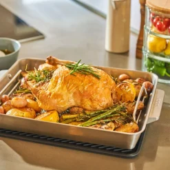 Ildfast form stor 44x30 cm med skjærefjøl stål/eik