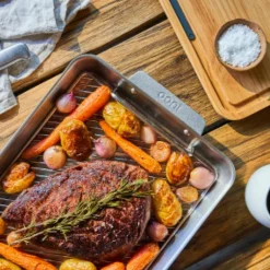 Ildfast form stor 44x30 cm med skjærefjøl stål/eik