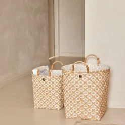 Ivy & Rose medium kurv m/håndtak 30x27 cm champagne