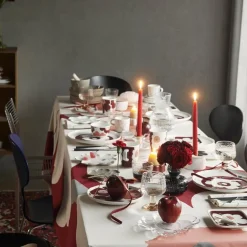 Juhla unikko asjett 15x12 cm hvit/mørk kirsebær/grå