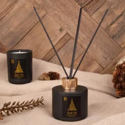 Jul gavesett duftlys & duftpinner eple og kanel svart