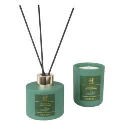 Jul gavesett duftpinner + lys 23x15 cm grønn