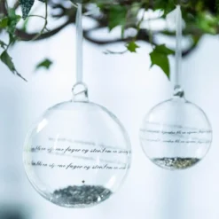 Julekule Se ilden lyse liten 8 cm sølv