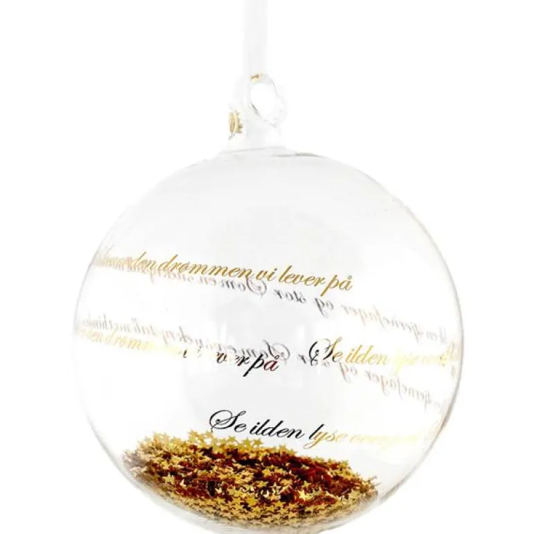 Julekule Se ilden lyse stor 12 cm gull