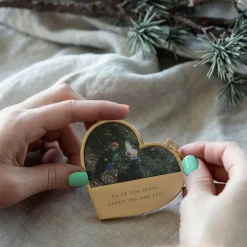 Julepynt hjerte m/fotoramme til deg 7x0,5 cm 14K gull
