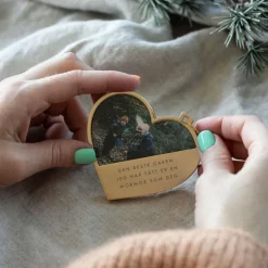 Julepynt hjerte m/fotoramme mormor 7x0,5 cm 14K gull