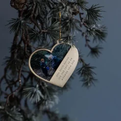 Julepynt hjerte m/fotoramme mormor 7x0,5 cm 14K gull