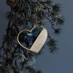 Julepynt hjerte m/fotoramme bestemor 7x0,5 cm 14K gull