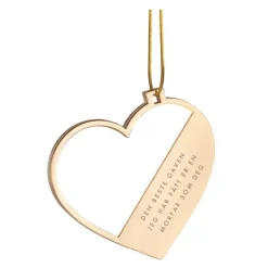 Julepynt hjerte m/fotoramme morfar 7x0,5 cm 14K gull