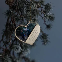 Julepynt hjerte m/fotoramme farfar 7x0,5 cm 14K gull