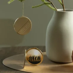 Julepynt medaljong m/fotoramme 7x7 cm julemagien gull