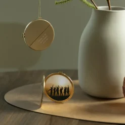 Julepynt medaljong m/fotoramme 7x7 cm onkel gull