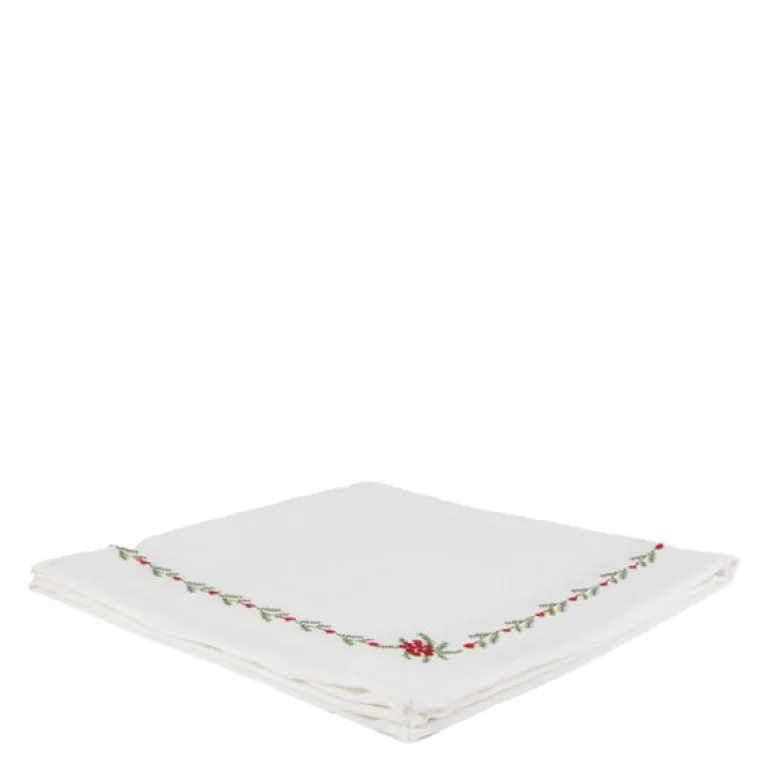 Julia serviett i bomull med broderi 45x45 cm hvit
