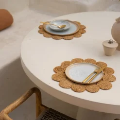 Jute dekkebrikke 37 cm floral natur