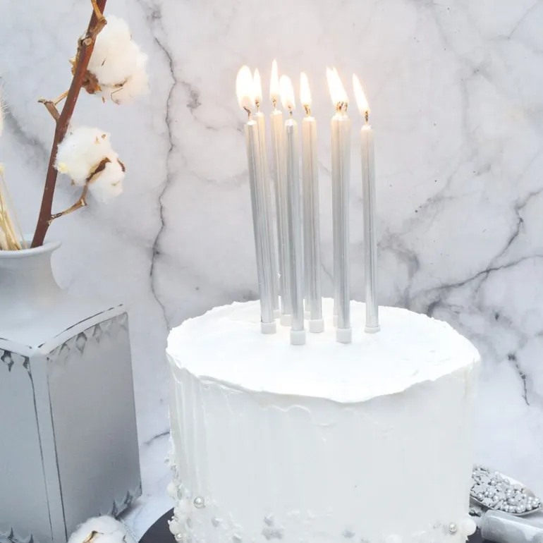 Kakelys 12 stk sølv